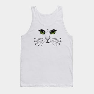 Cat Face Green eyes Whiskers Tank Top